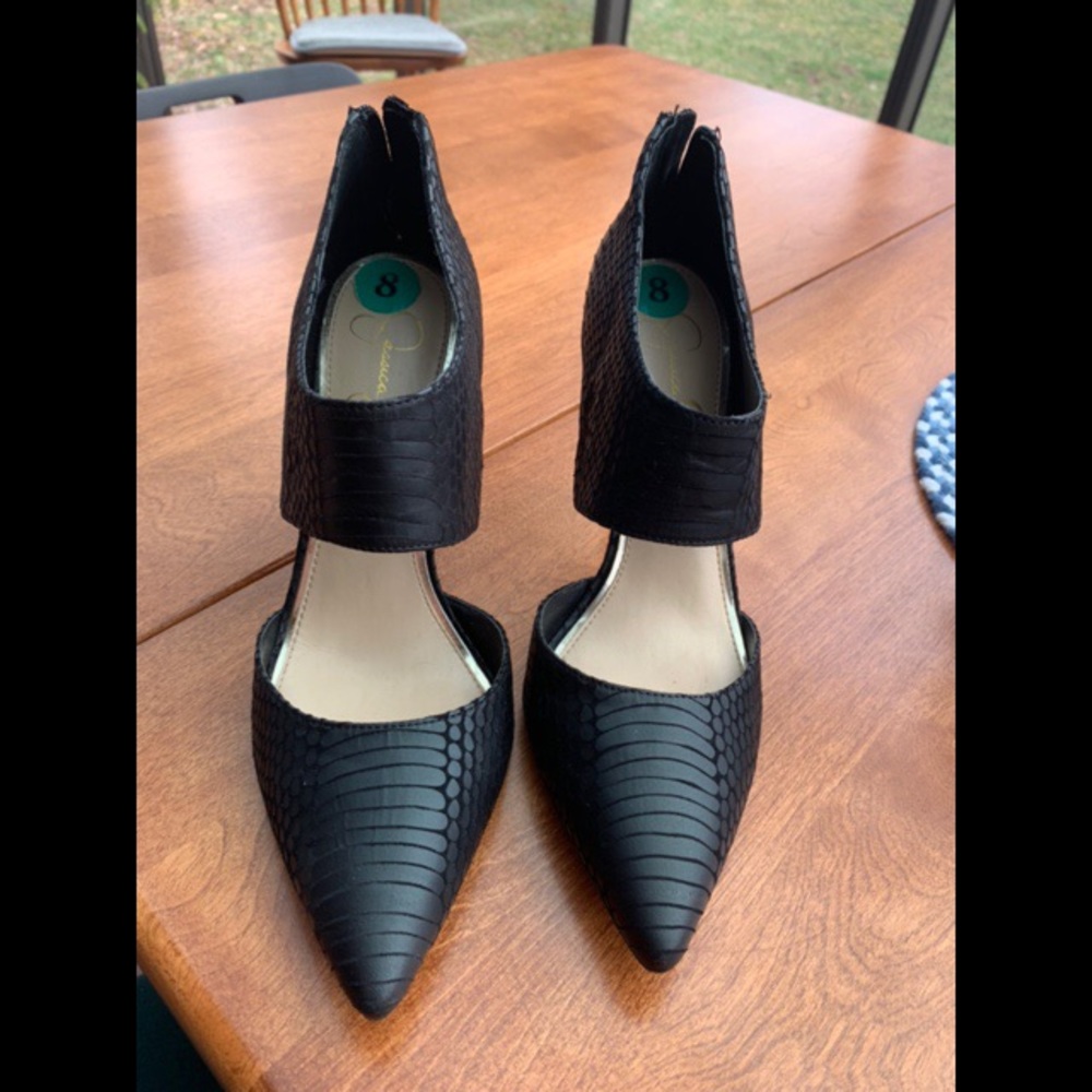 Jessica Simpson black strap pumps